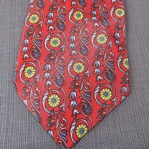 TIE ONE handmade red floral neck tie